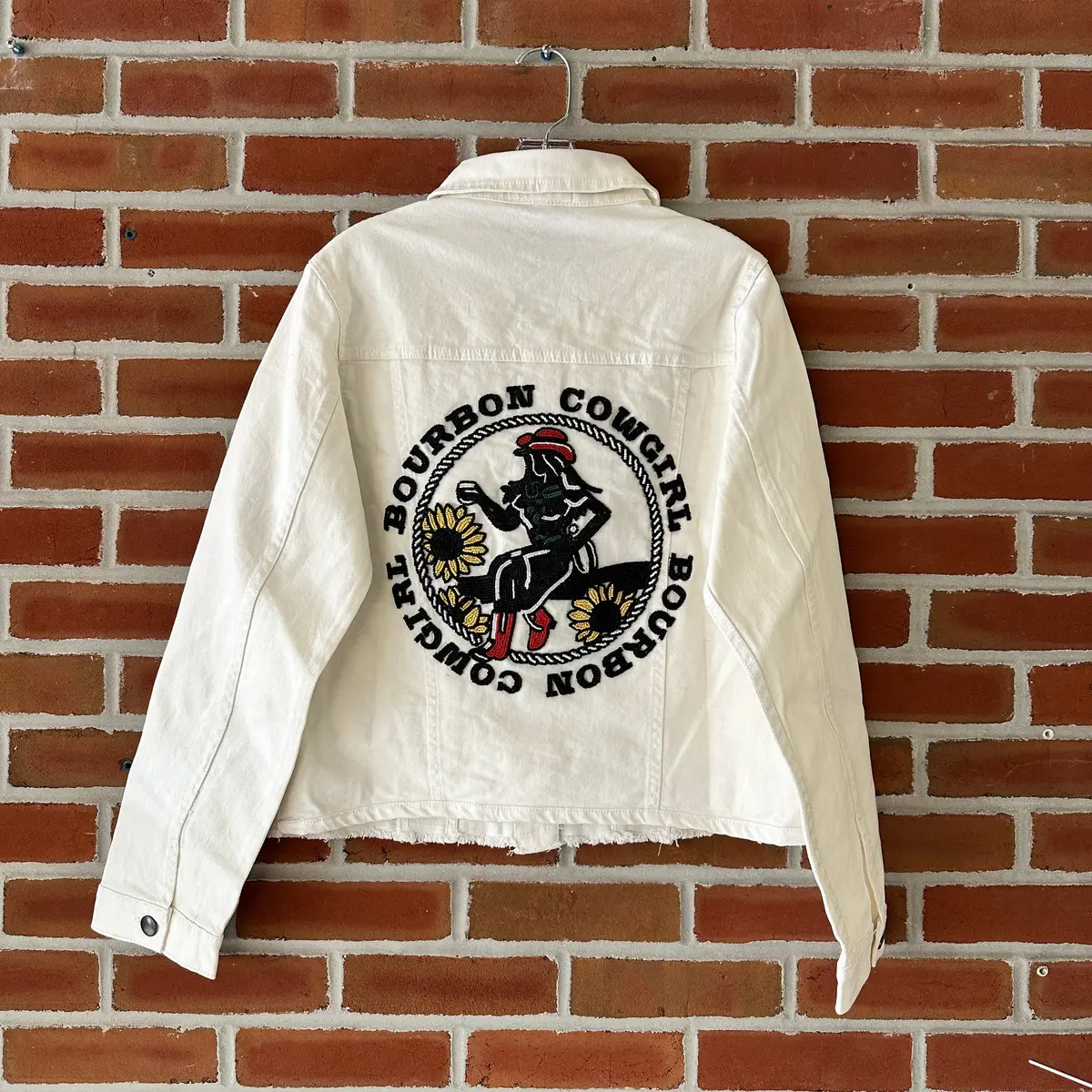 Beaded Bourbon Cowgirl Denim Jacket In Off-White 1