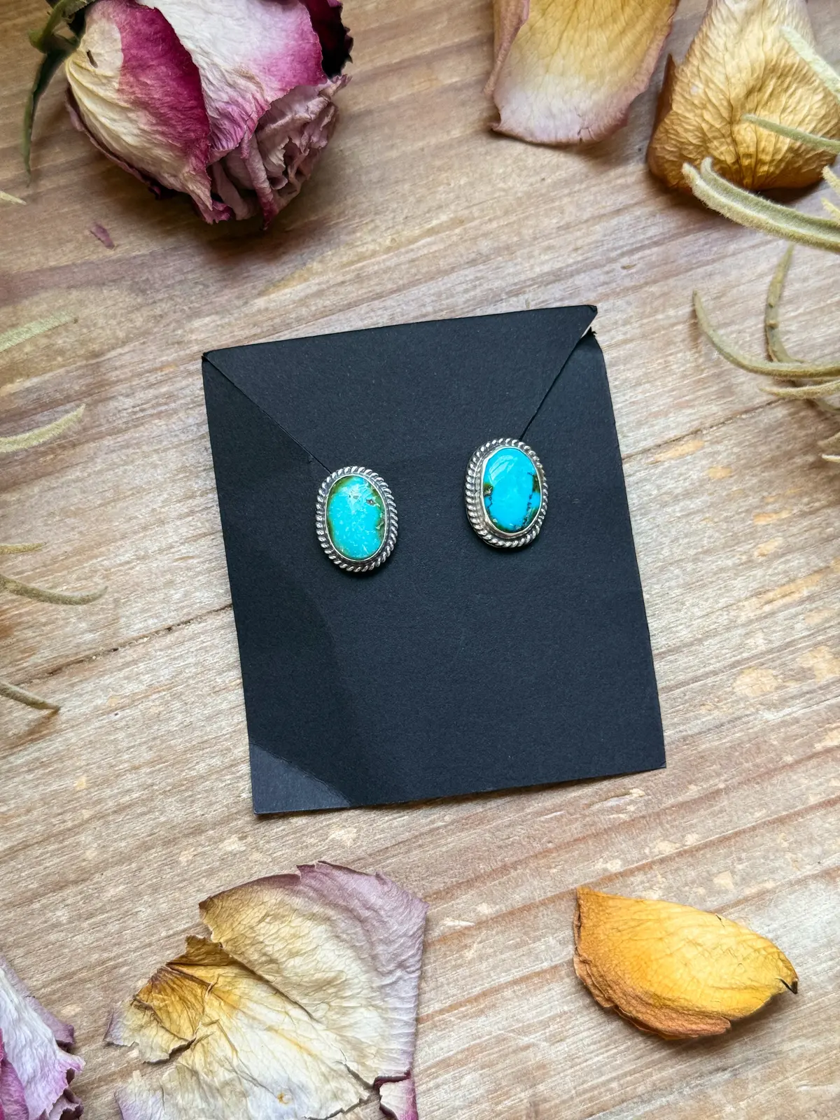 Sterling Silver Sonoran Mountain Turquoise Stud Earrings – Handmade By Artist Jason Ogg 1