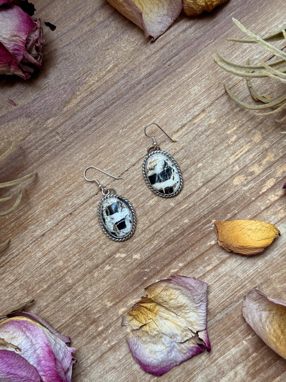 Sterling Silver White Buffalo Dangle Earrings – Handmade By Artist Jason Ogg 1