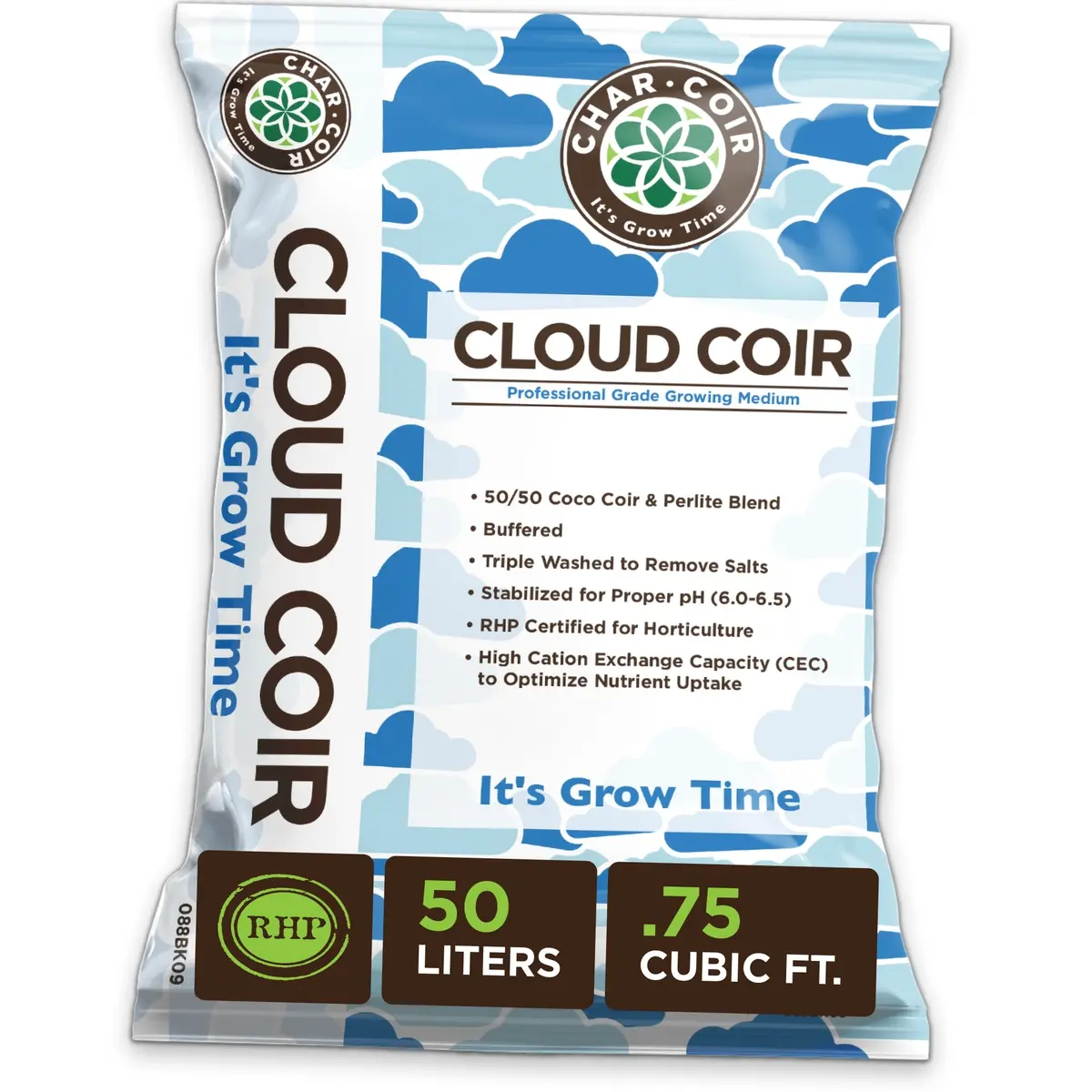 Char Coir - Cloud Coir - 50/50 Coco + Perlite Blend, 100% Rhp Certified, 50 Liters, 1.75 Cu Ft 1