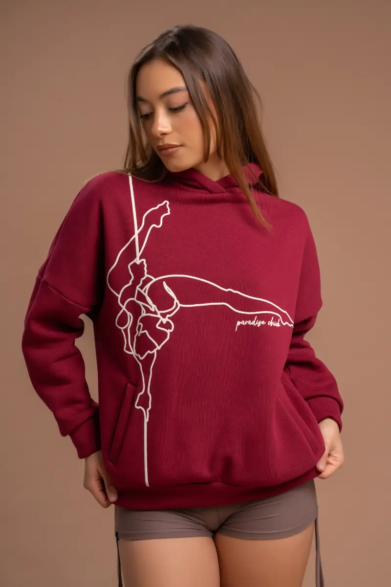 Paradise Chick Supreme Pole Dancer Hoodie - Burgundy 1