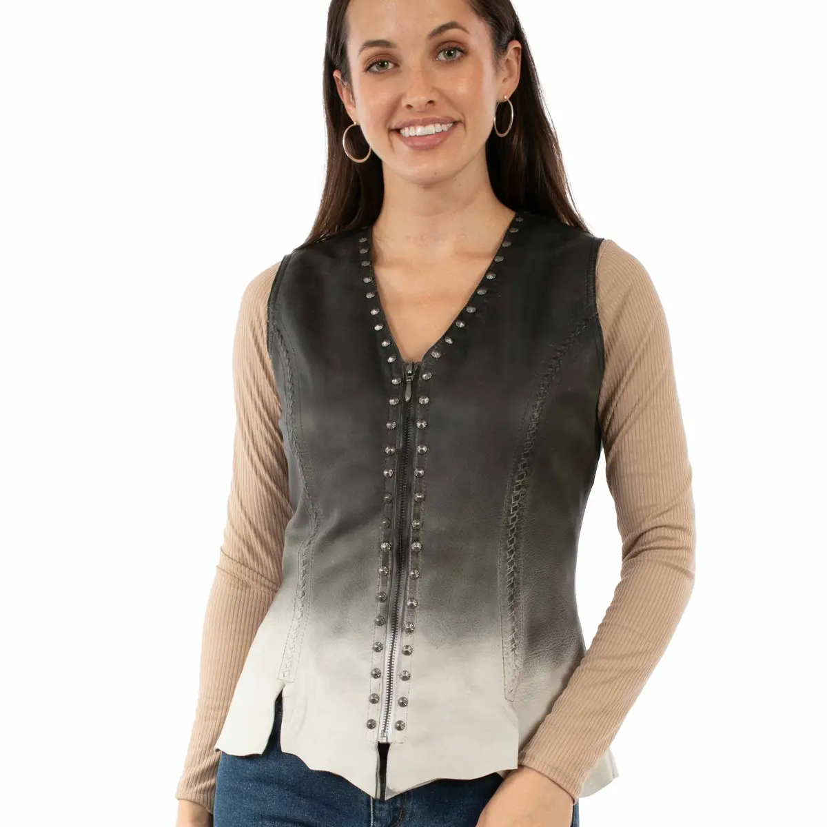 Ombre Vintage Black Leather Vest By Scully At Bourbon Cowgirl 1