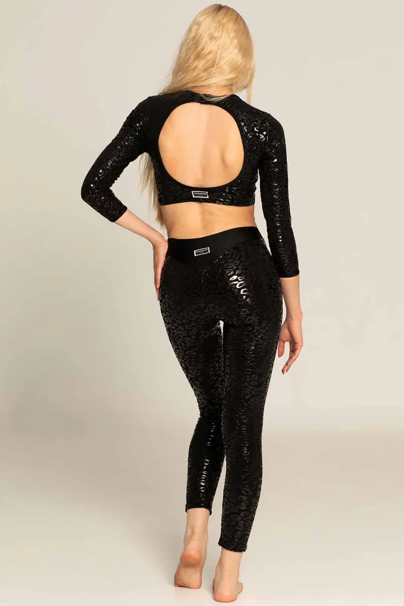 Paradise Chick Superhero Ultra Grip Leggings - Black Leopard 2