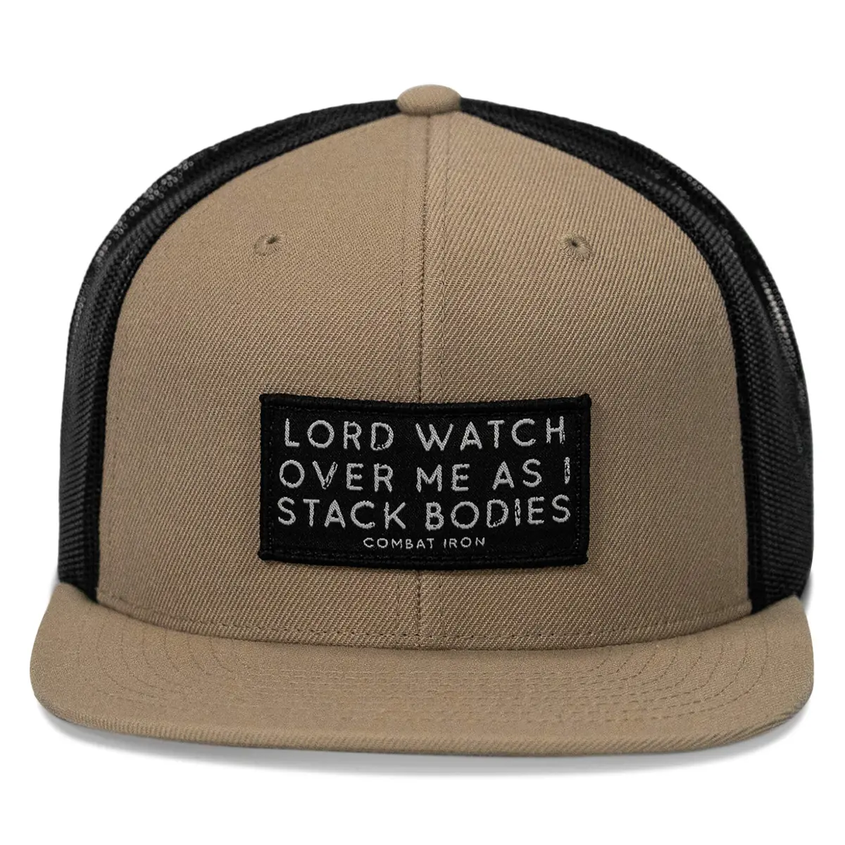 Lord Watch Over Me As I Stack Bodies Patch Flatbill Snapback Hat 3
