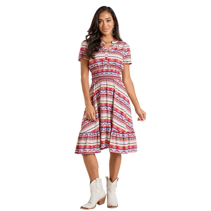 Short Sleeve Elastic Waist Dress By Panhandle At Bourbon Cowgirl 1