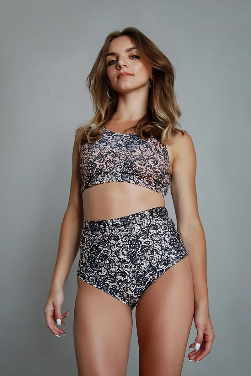 Pole Addict High Waisted Shorts - Lace 1