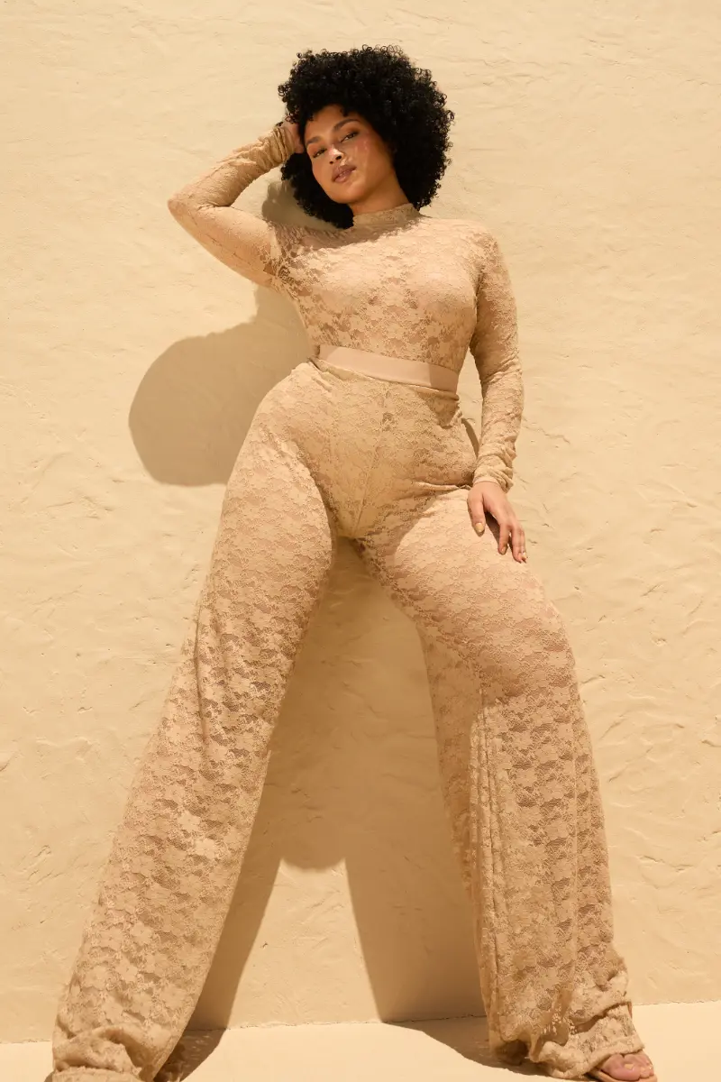 Rolling Lounge Pants - Beige Lace 1