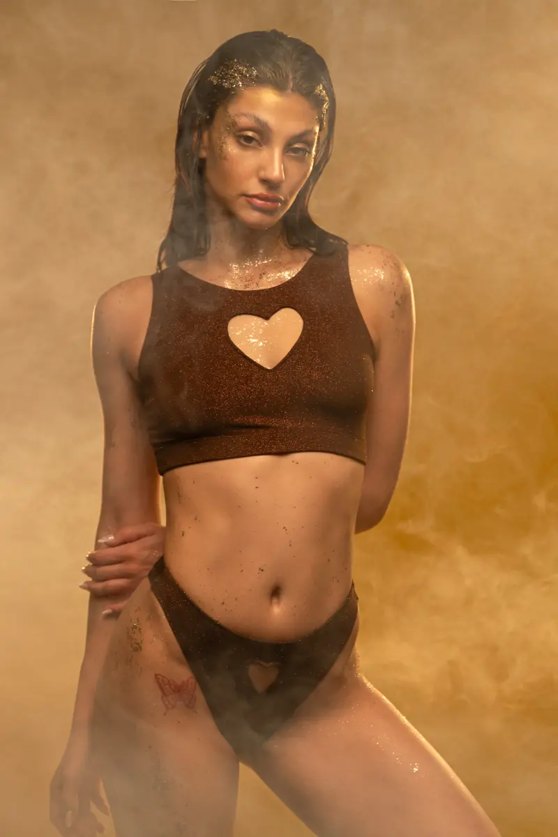 Rad X Pj Exclusive Love Top - Brown Glitter 1