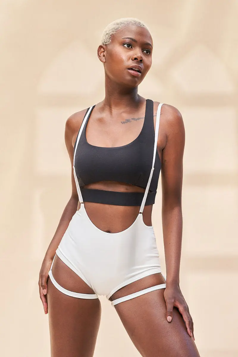 Lunalae Zena Garter Overall Sling Bottoms - White 1