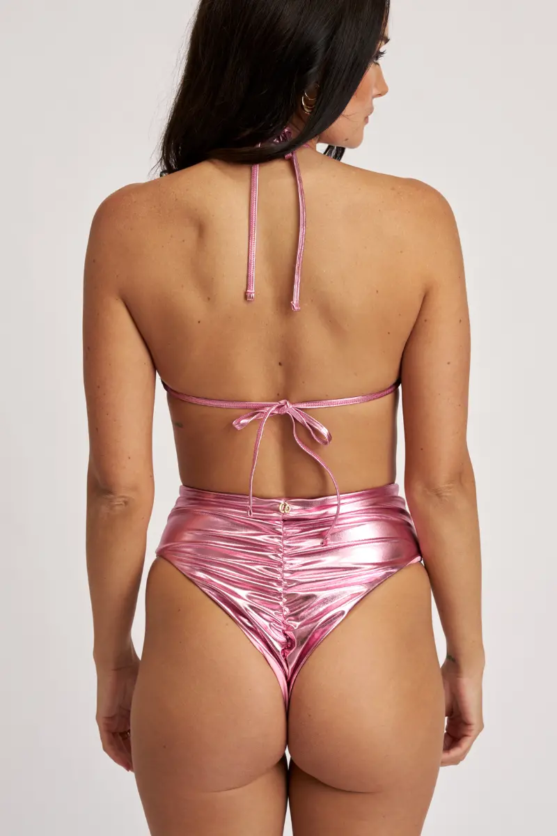 Lunalae High Cut Shorts - Metallic Baby Pink 1
