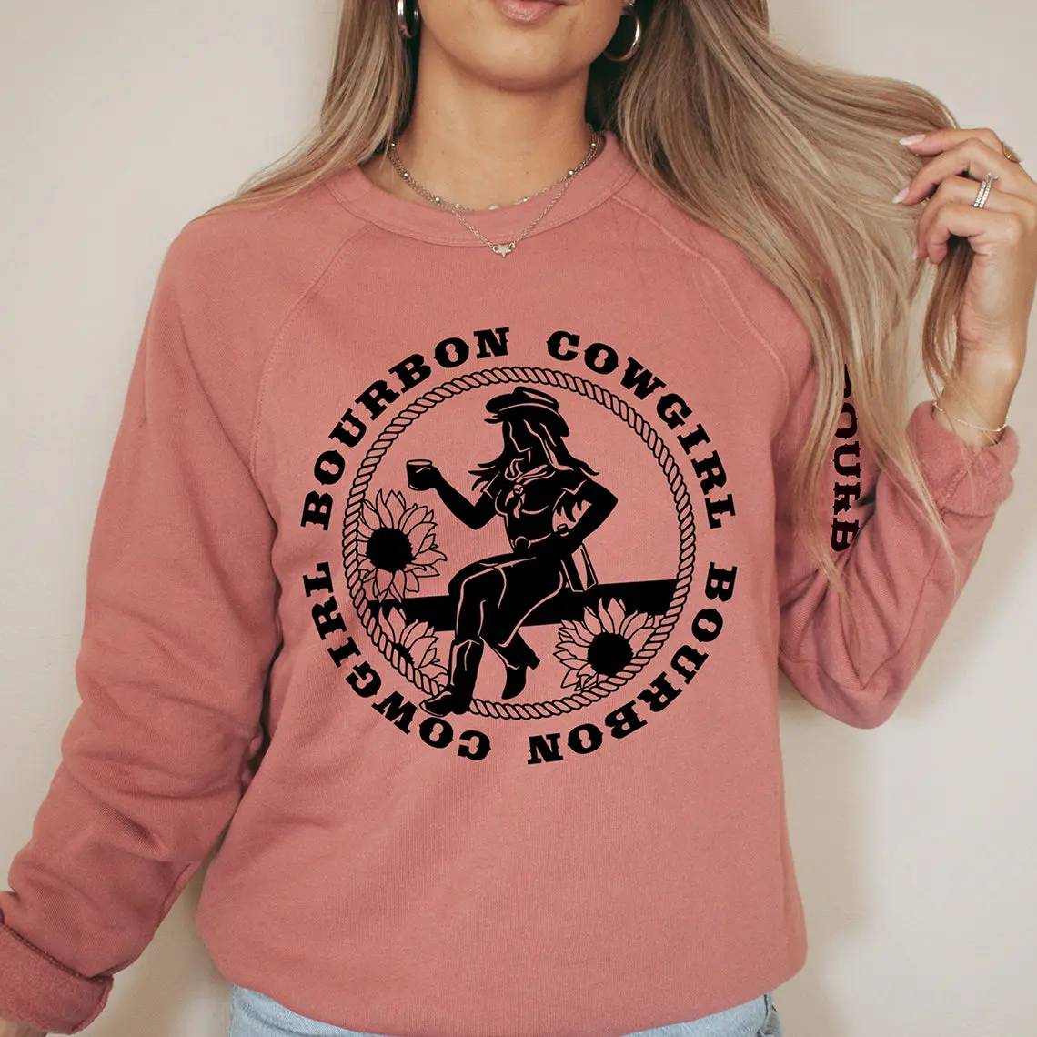 Bourbon Cowgirl Graphic Sweatshirt Mauve 1