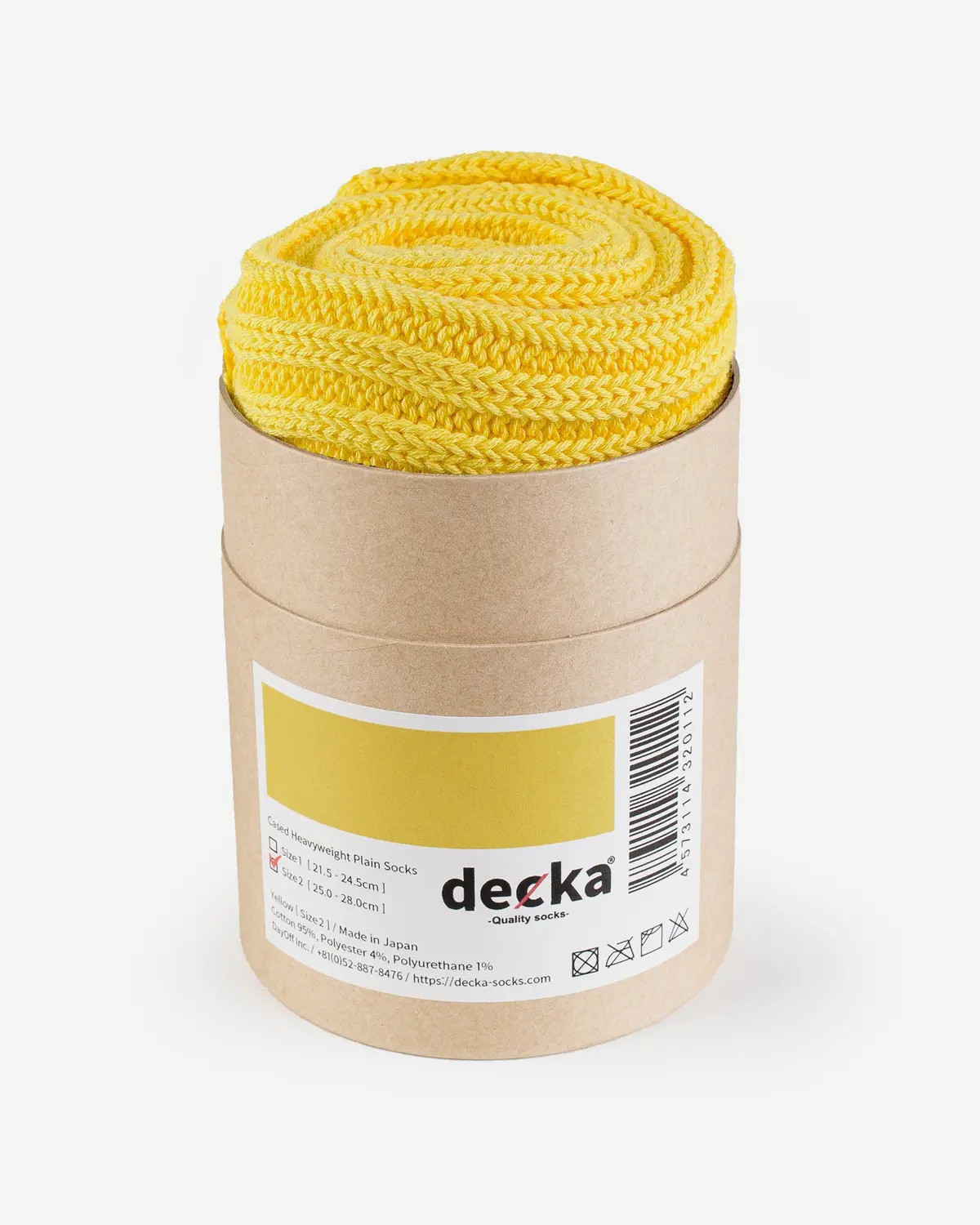 Decka Cased Heavyweight Plain Socks - Neon Yellow 1