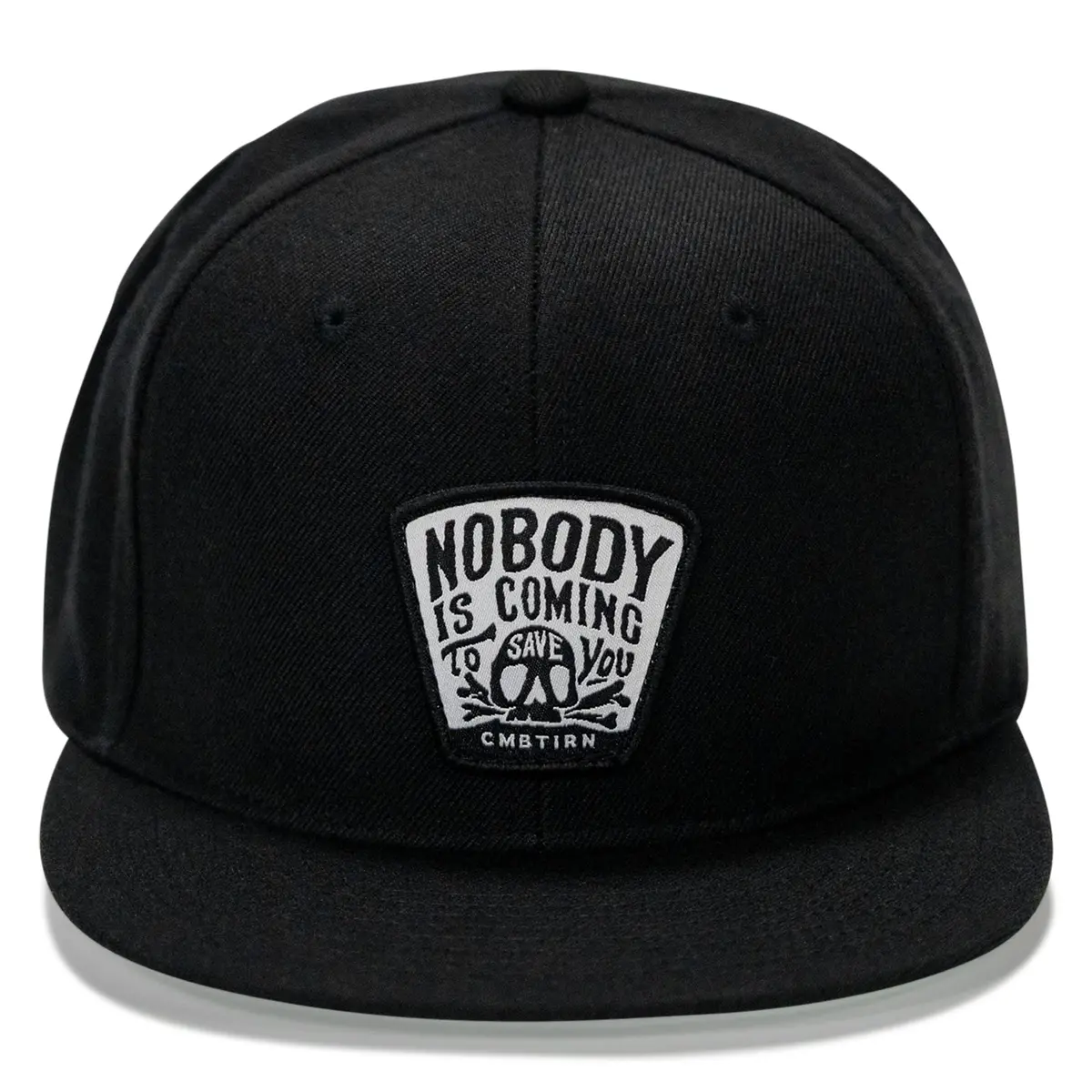 Nobody Is Coming To Save You Skull Patch Flatbill Snapback Hat 1