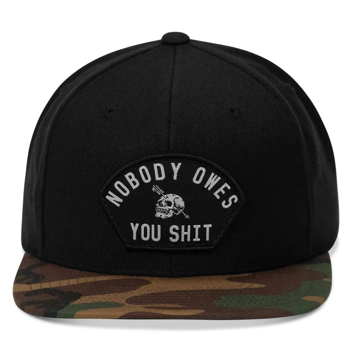 Nobody Owes Your Shit Arched Patch Flatbill Snapback Hat 2