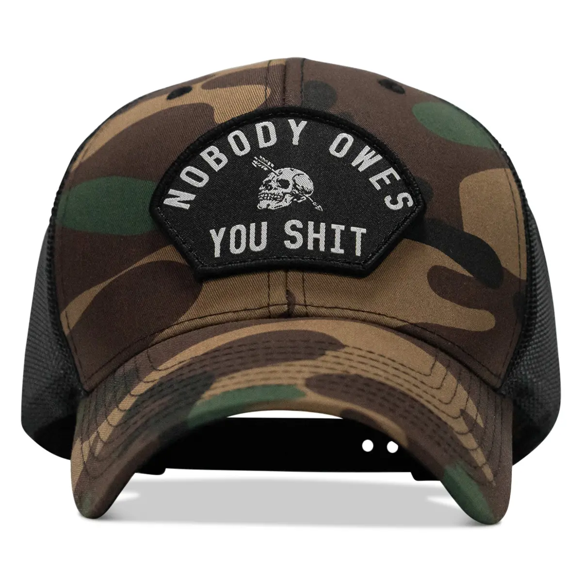 Nobody Owes You Shit Arched Skull Patch Snapback 6