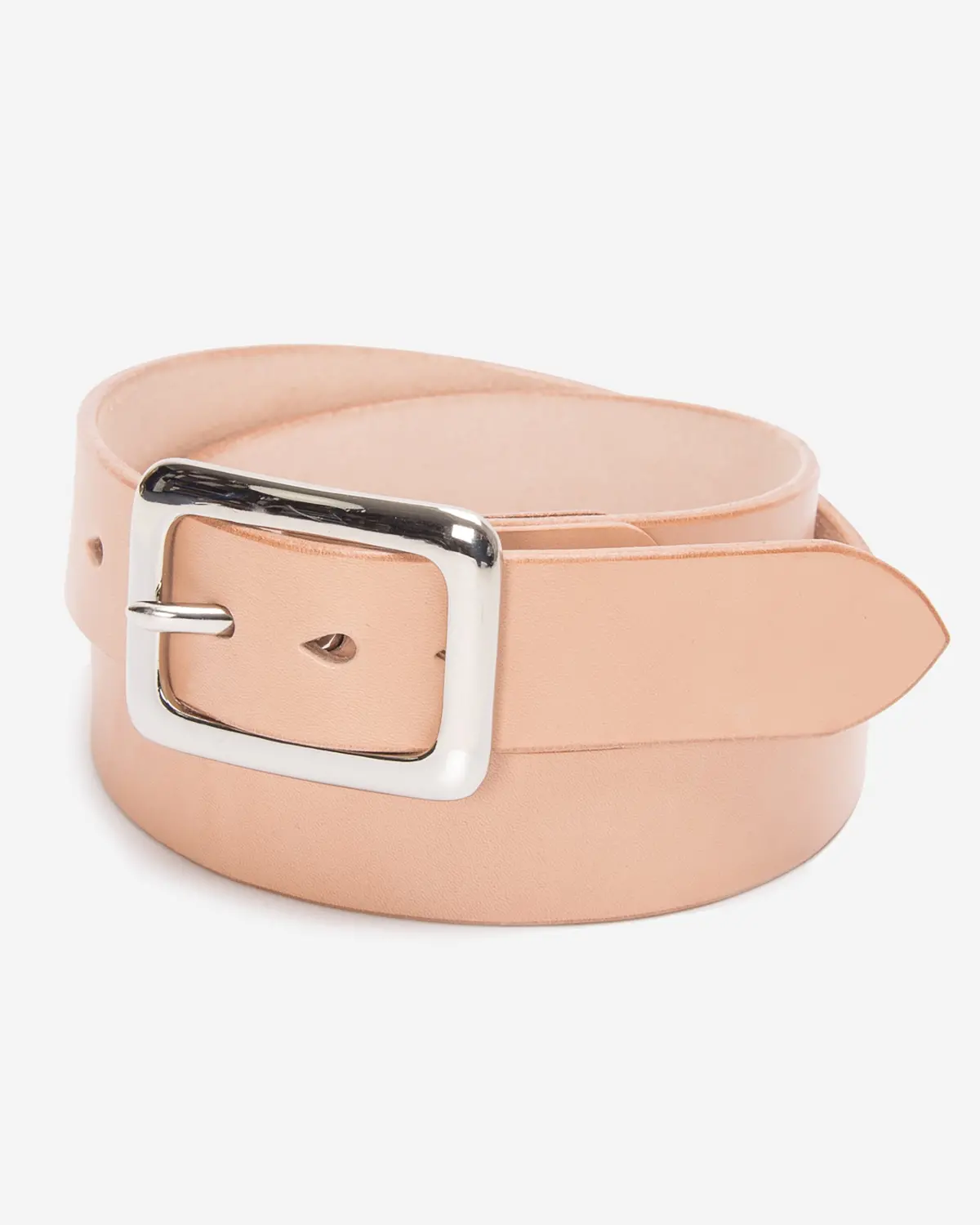 Heavy Duty "Tochigi" Leather Belt With Nickel Plated Garrison Buckle - Natural 1