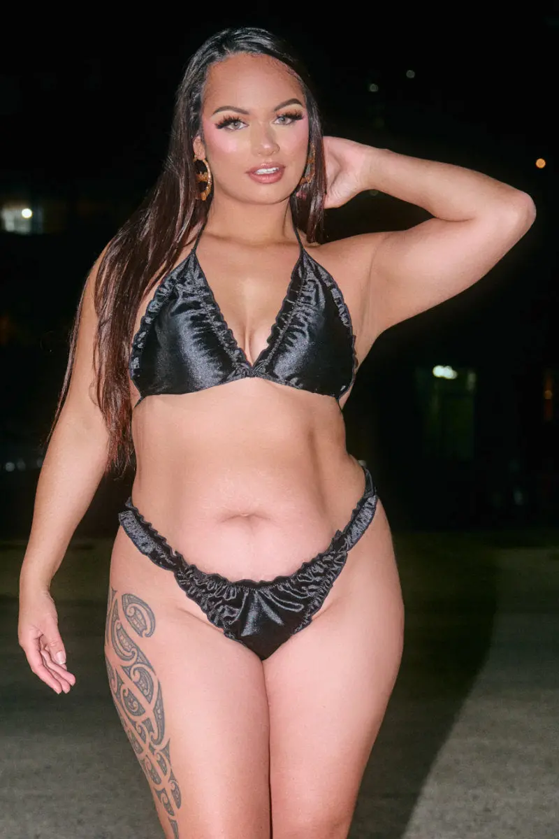 Cxix X Hoah Pillowtalk Feeling Fussy Bottoms - Black Satin 1