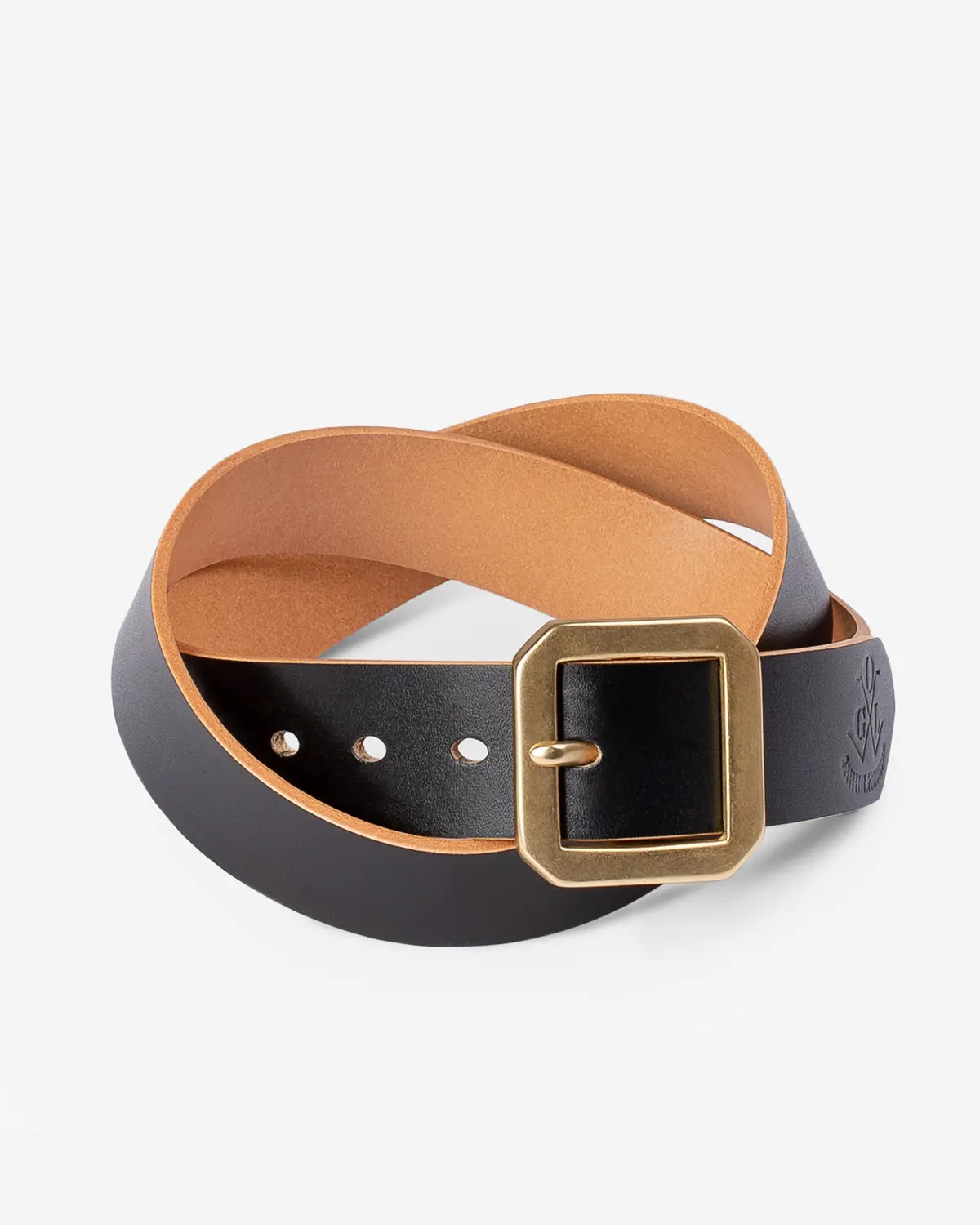 Ogl Single Prong Garrison Buckle Leather Belt  - Hand-Dyed Black 1