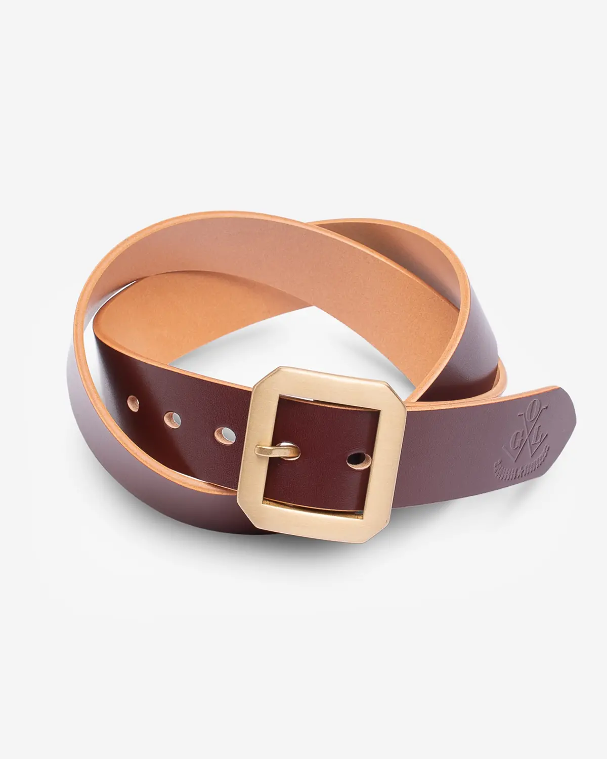 Ogl Single Prong Garrison Buckle Leather Belt  - Hand-Dyed Brown 1