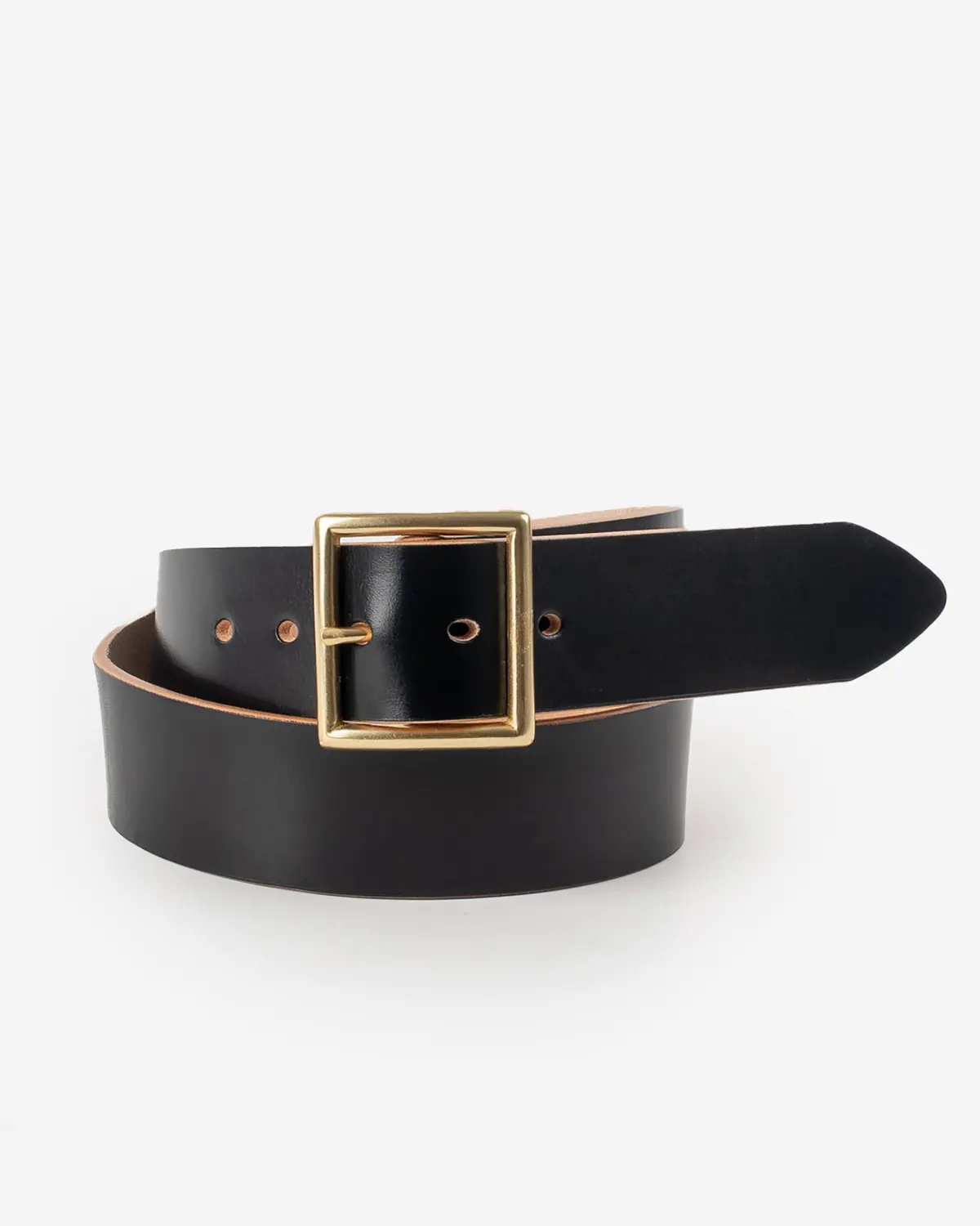 Ogl Vintage Buckle Hand Dyed Leather Belt - Black 1