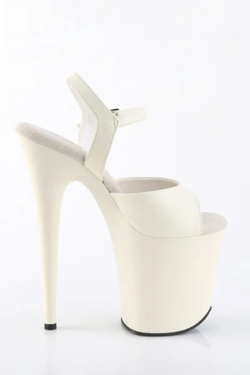 Pleaser Usa Flamingo-809 8Inch Stilettos - Off White Faux Leather 1