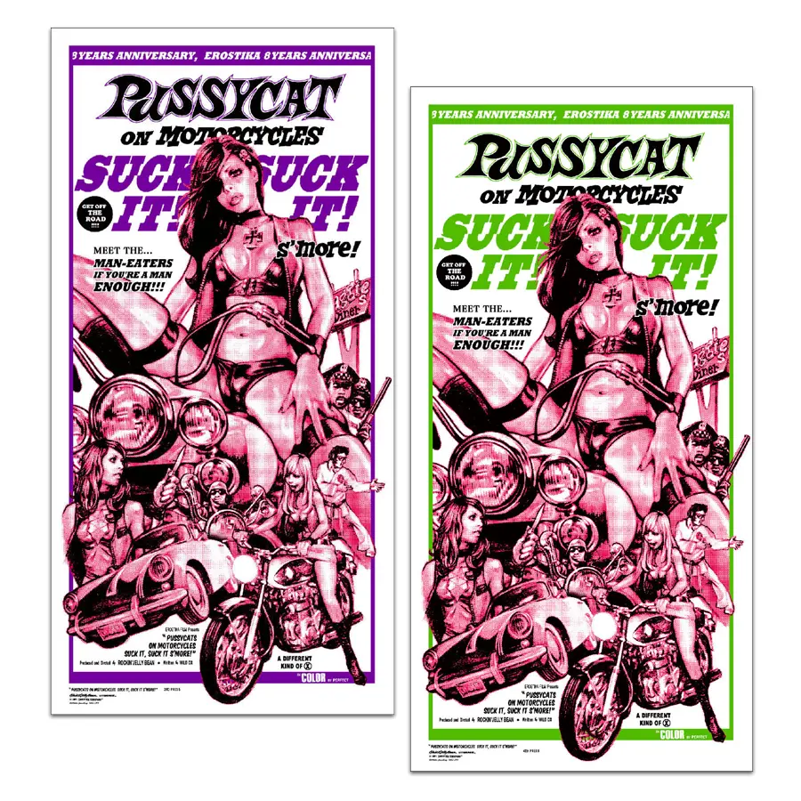 “Pussycat On Motorcycles” Screen Print Poster 1