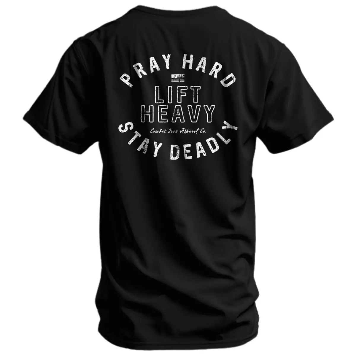 Pray Hard. Lift Heavy. Stay Deadly. Men's T-Shirt 1
