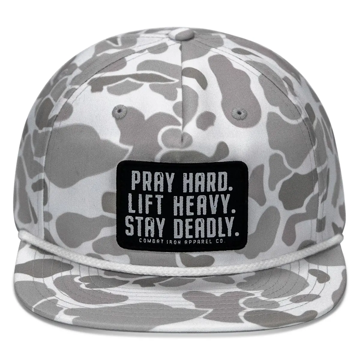 Pray Hard. Lift Heavy. Stay Deadly Patch Flatbill Hat 2