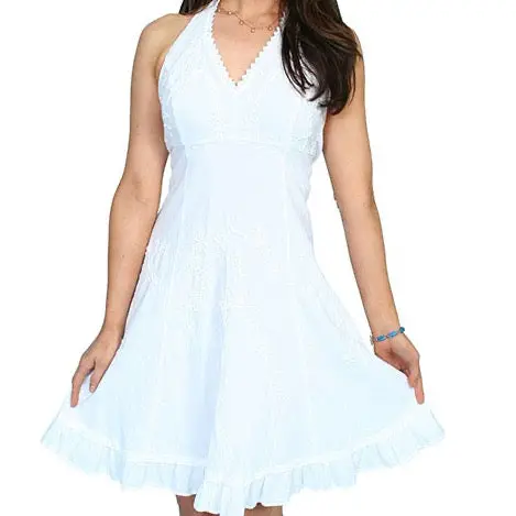 White Halter Dress Peruvian Cotton For Country Girls At Bourbon Cowgirl 1