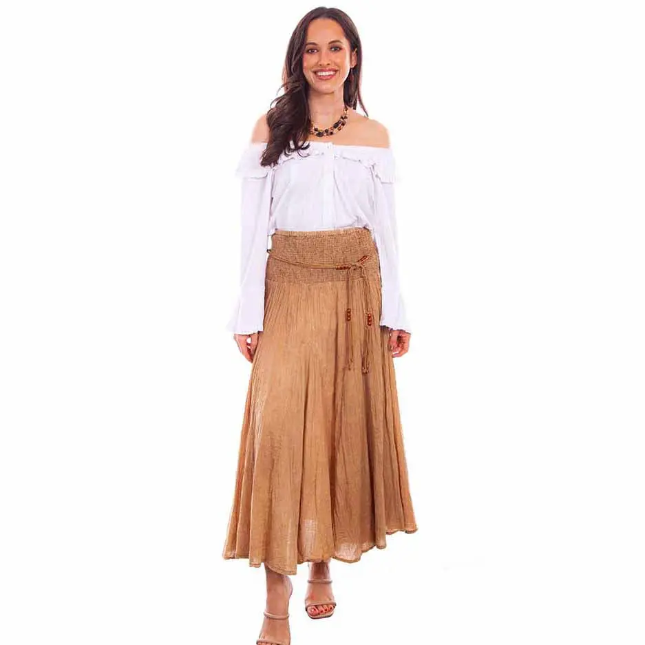 Acid Wash Cantina Skirt In Khaki At Bourbon Cowgirl 1