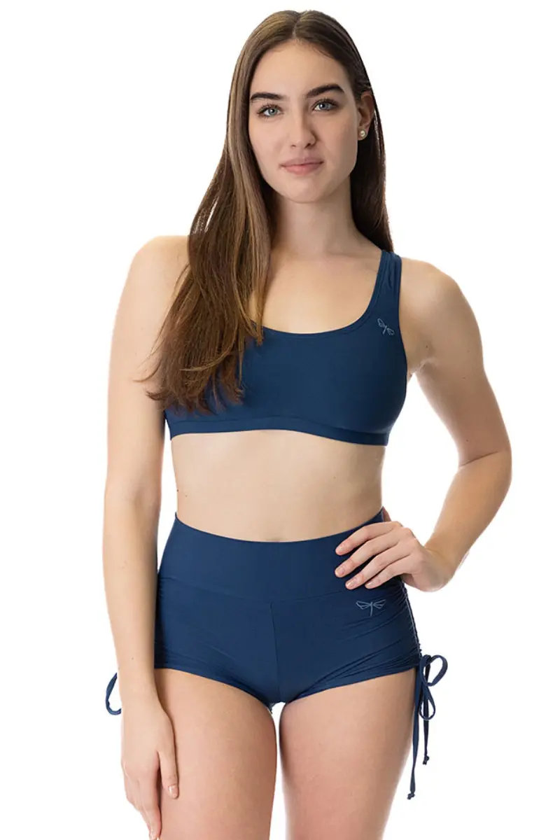 Dragonfly Emma High-Waisted Drawstring Shorts - Petrol 1