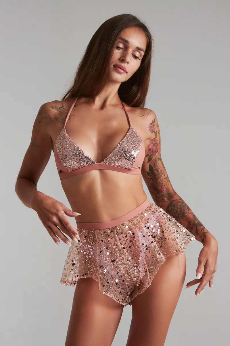 Harna Sparkling Flowy Shorts - Powder Pink 1