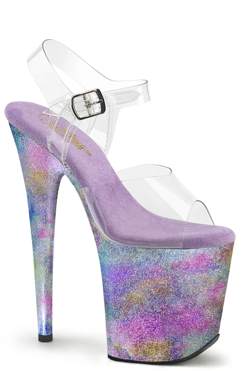 Pleaser Usa Flamingo-808Neb 8Inch Stilettos - Metallic Lavender Print 1