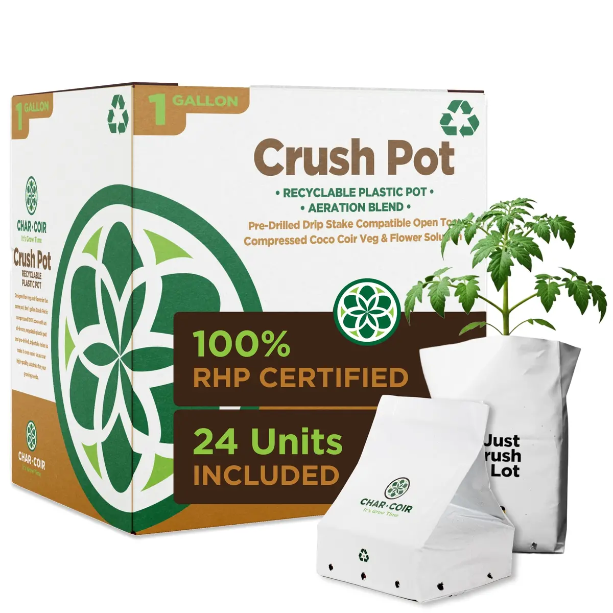 Char Coir - 1 Gallon Crush Pot 1