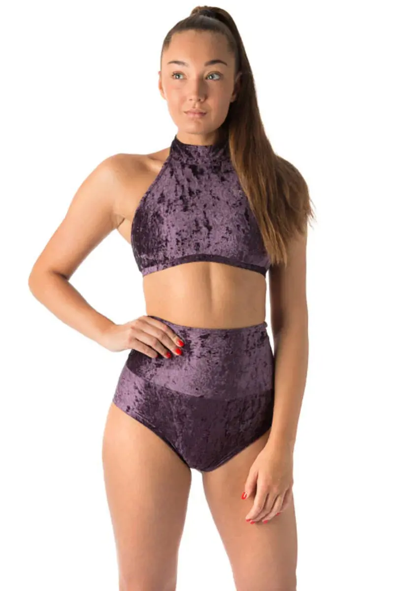 Dragonfly Betty High-Waisted Shorts - Velvet Purple 1