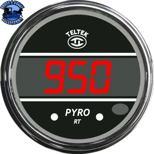 125 Pete Pyrometer,Small 2 1/16'';Red Display;Chrome Bezel 1