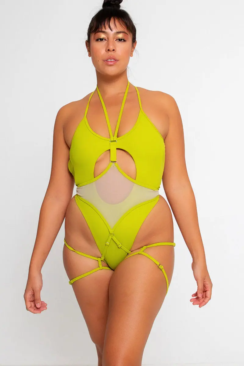 Nona Perkasa Queen Of The Night Body Garter - Vert/Sand 1