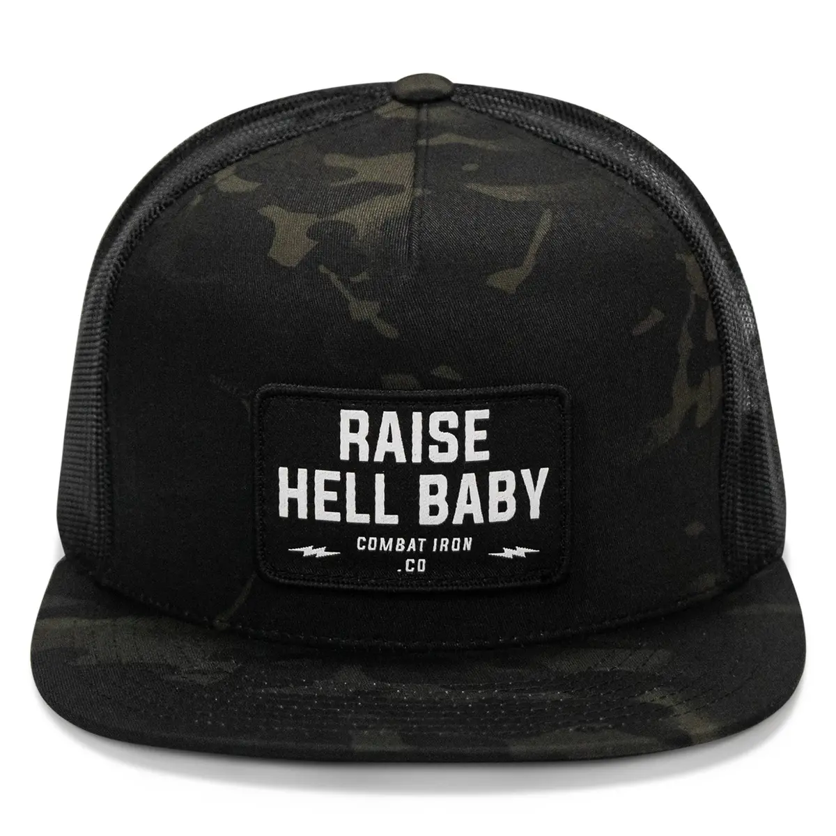Raise Hell Baby Patch. Flatbill Hat 1
