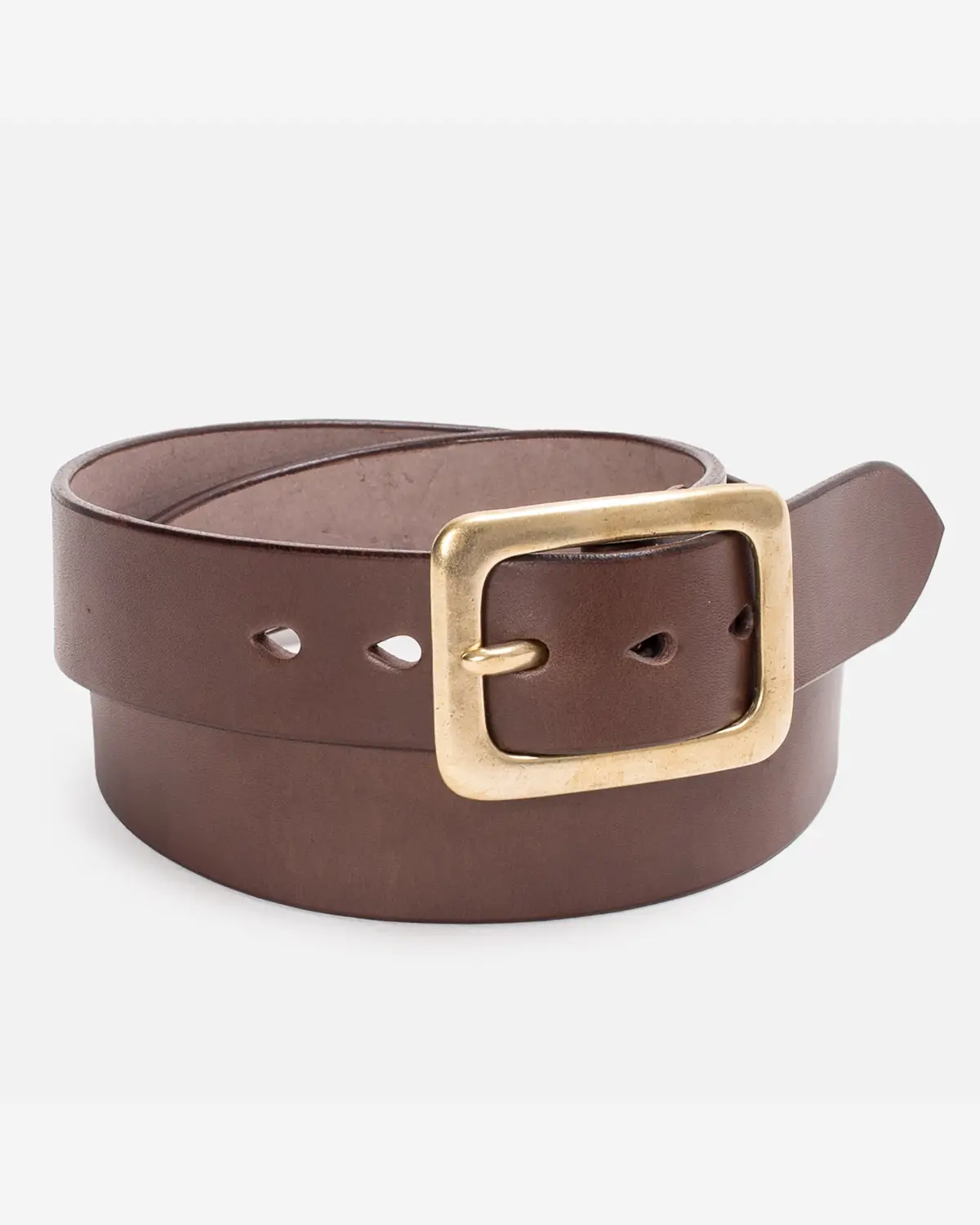 Heavy Duty "Tochigi" Leather Belt With Brass Garrison Buckle - Brown 1
