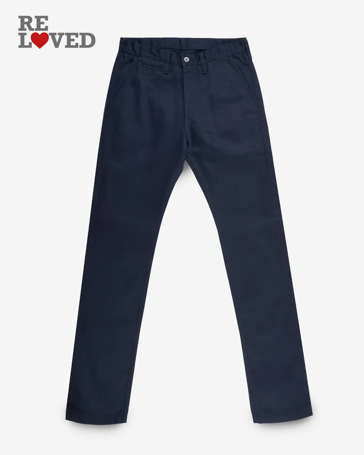 9Oz Mercerised Selvedge Cotton Relaxed Tapered Cut Chinos - Navy (Ih-727-Nav) Tag 29, Hemmed To 30.5" 1