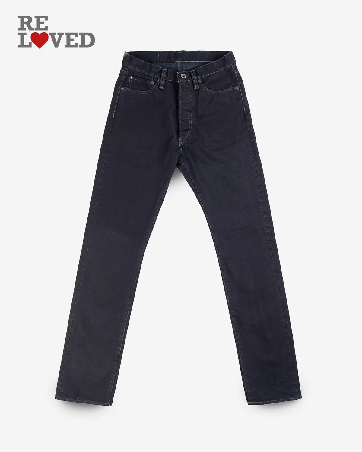 14Oz Selvedge Denim Relaxed Tapered Cut Jeans - Indigo Overdyed Black (Ih-888S-142Od) Tag 31, Hemmed To 31.5" 1