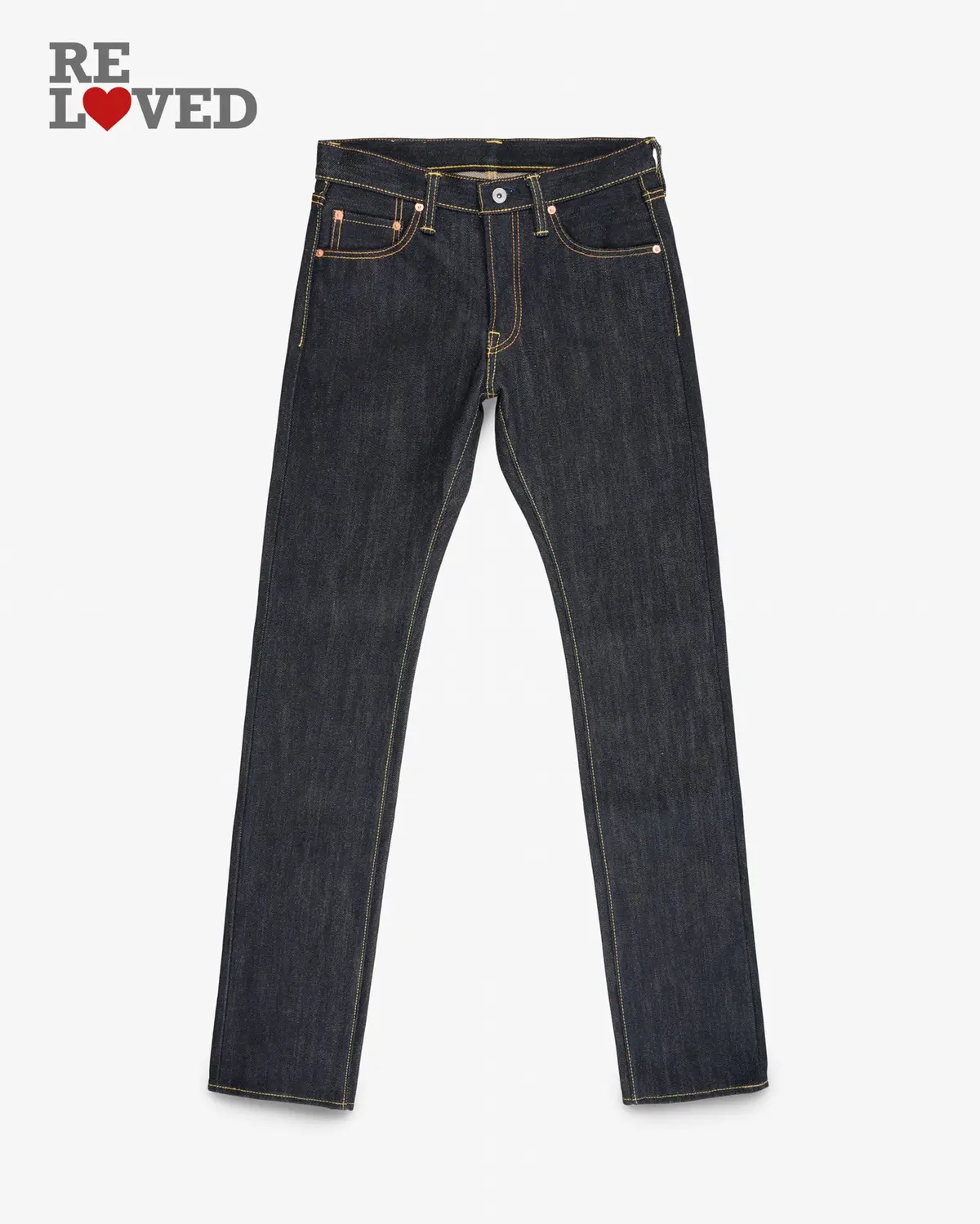 25Oz Selvedge Denim Slim Tapered Cut Jeans - Indigo (Ih-777-Xhs) Tag 28, Hemmed To 32.0" 1