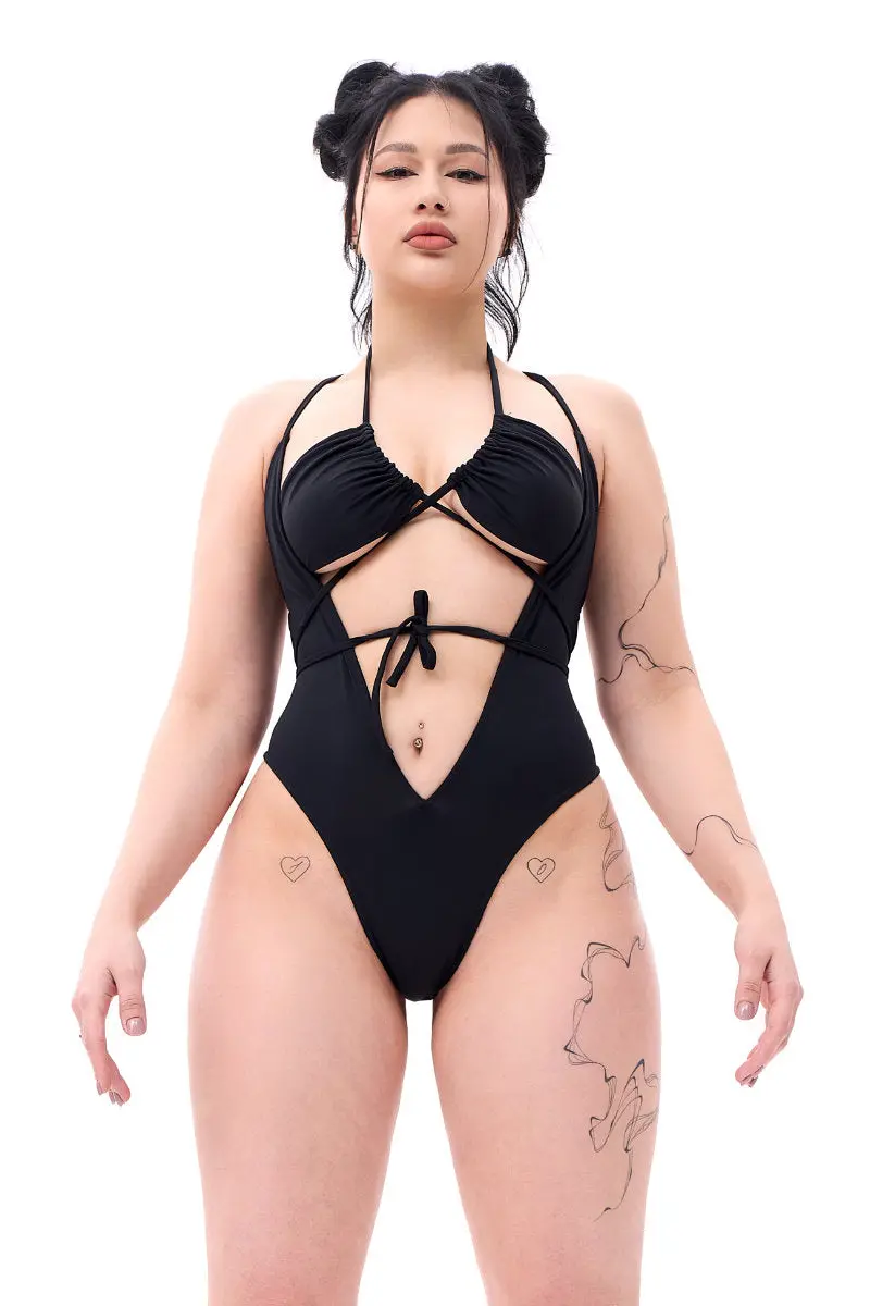 Mæd V-Shape Bodysuit - Matte Black 1