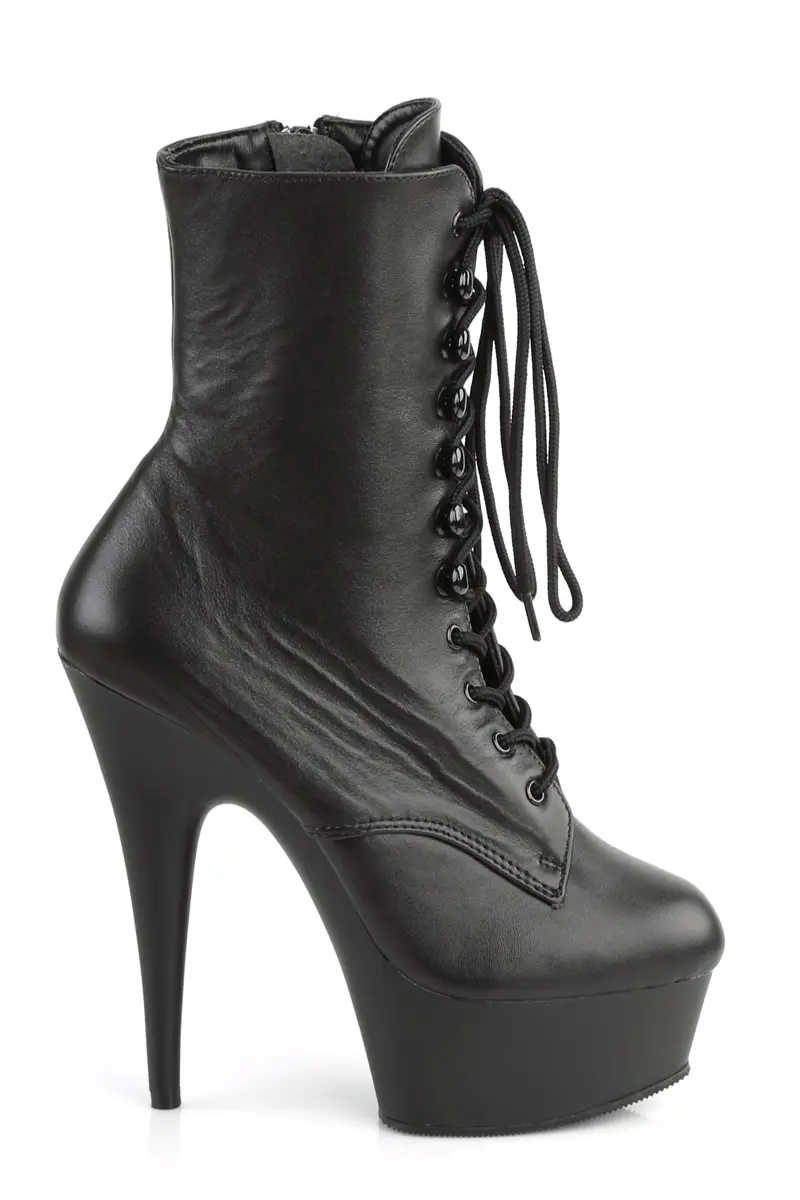 Pleaser Usa Delight-1020 6Inch Real Leather Boots - Matte Black 1