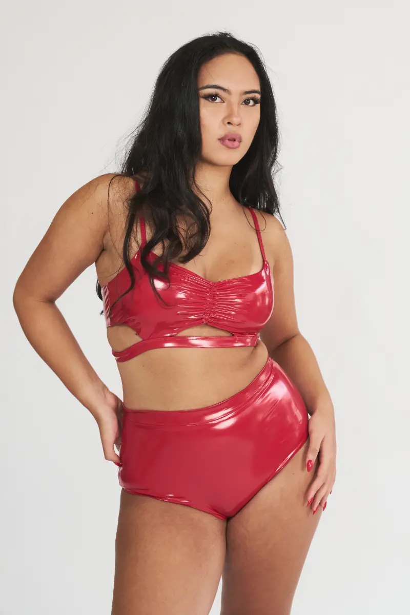 Lunalae Paige Cut Out Top - Red Pu 2