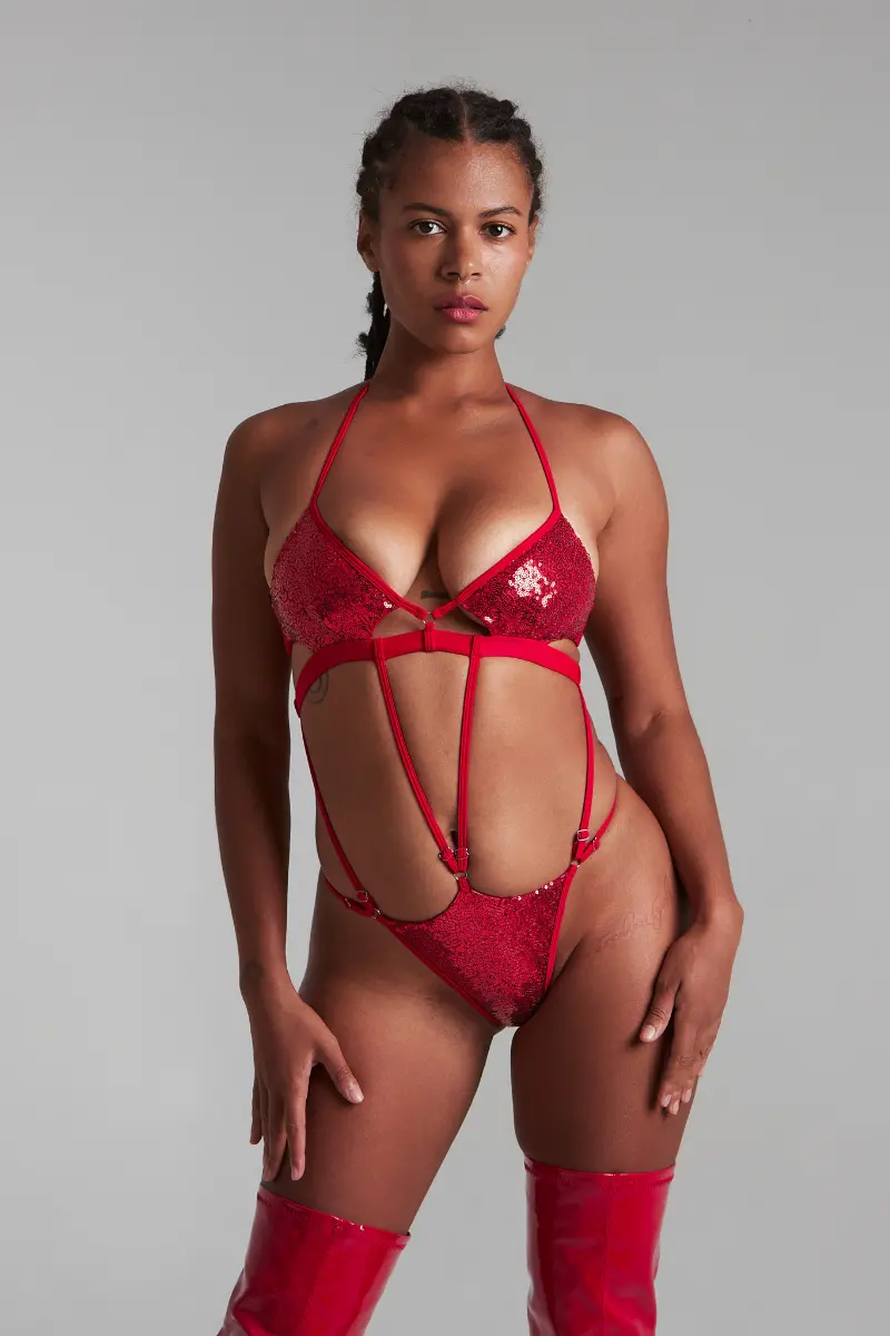 Harna Sparkling Bodysuit - Red 1
