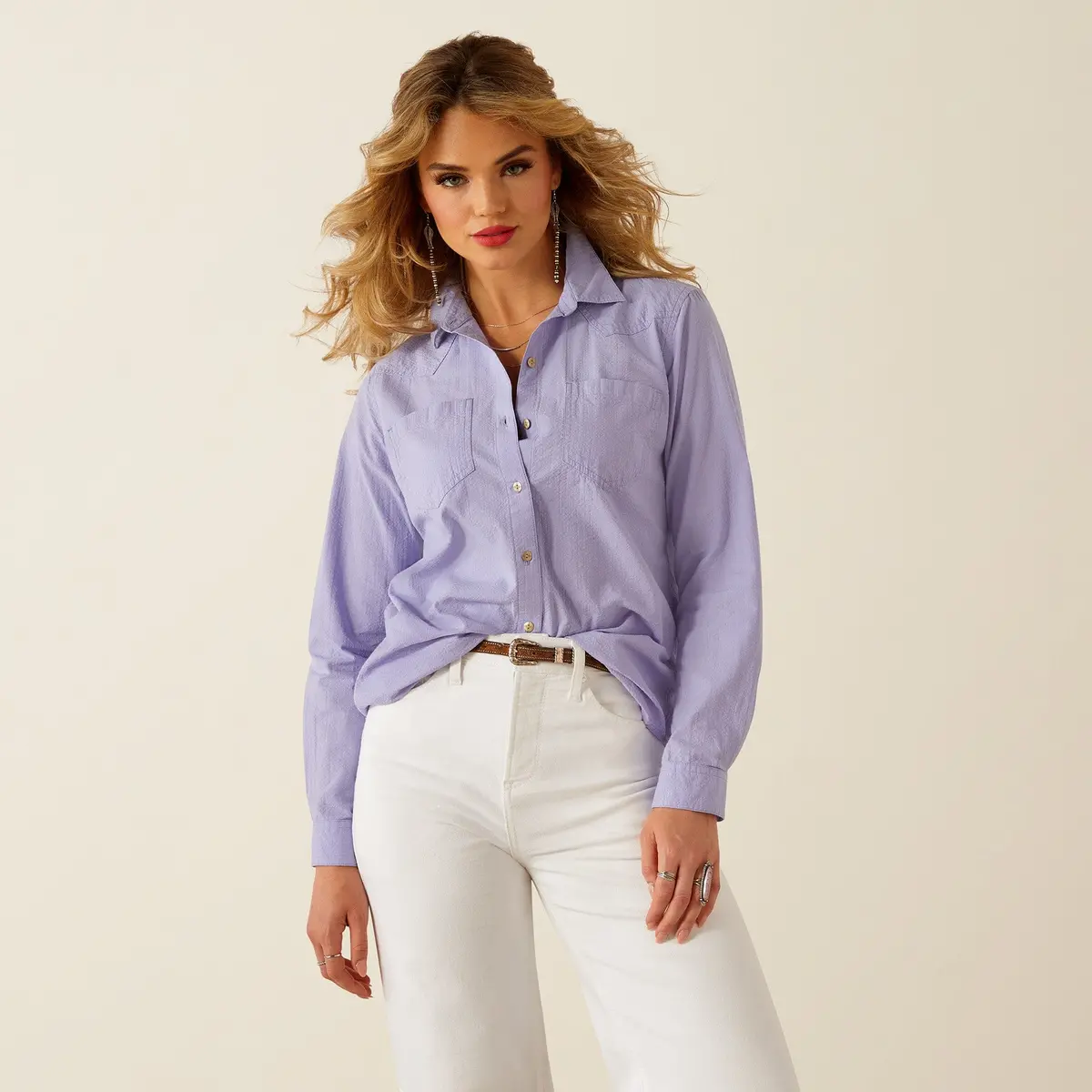 Ariat Billie Jean Shirt In Lavender For Bourbon Cowgirl 1