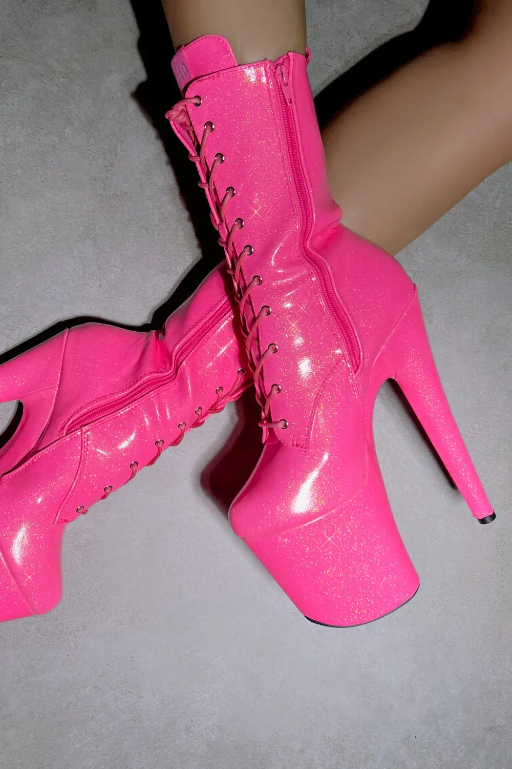 Hella Heels The Glitterati 8Inch Boots - Juicy Pink Burst 3