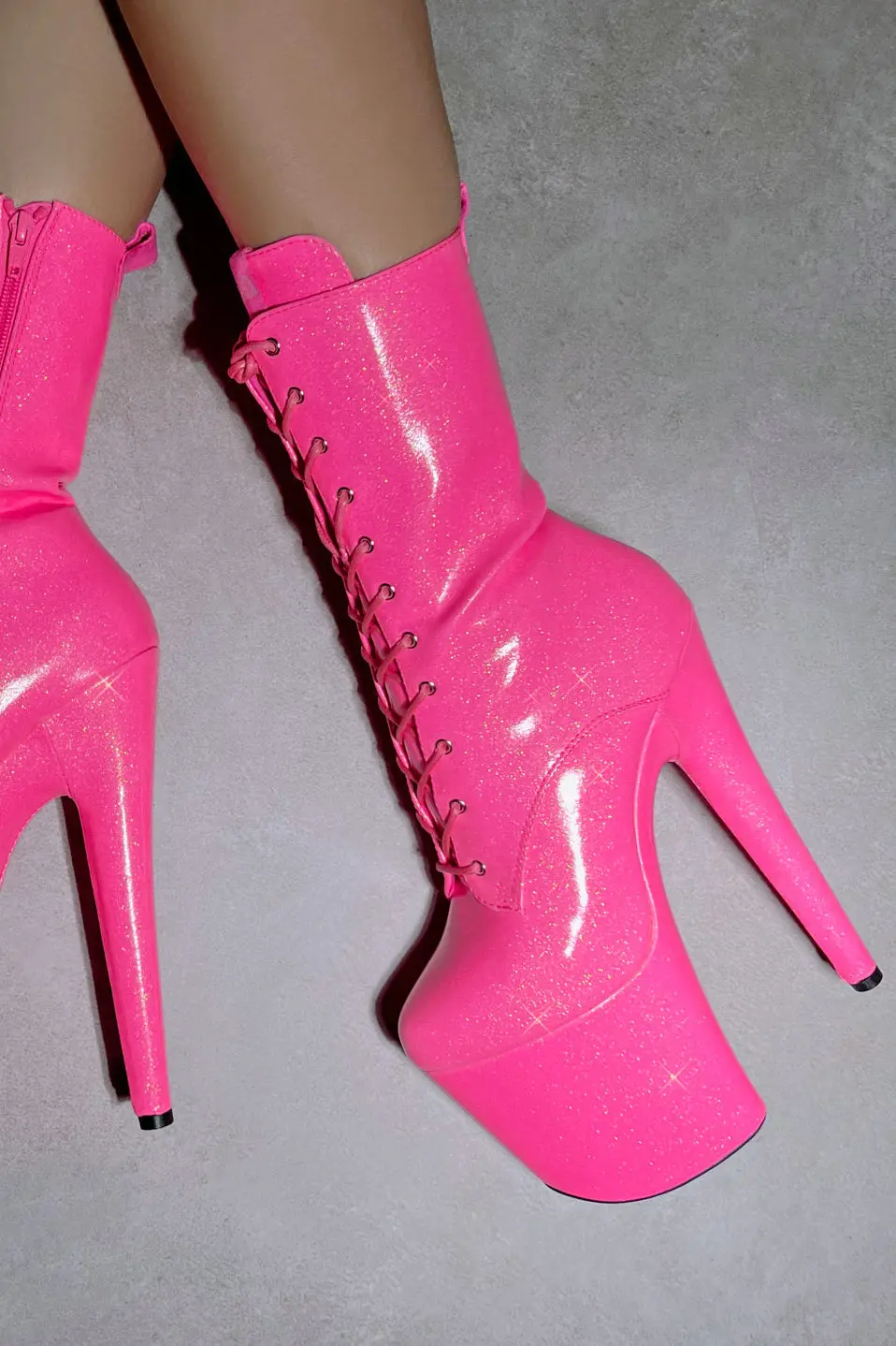 Hella Heels The Glitterati 8Inch Boots - Juicy Pink Burst 5
