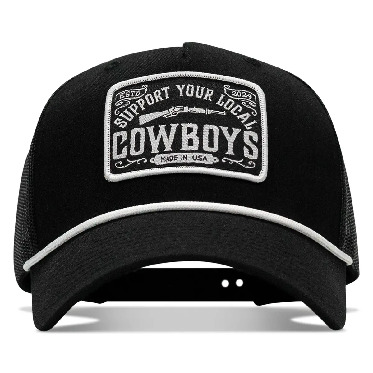 Support Your Local Cowboys Patch Rope Snapback Hat 1